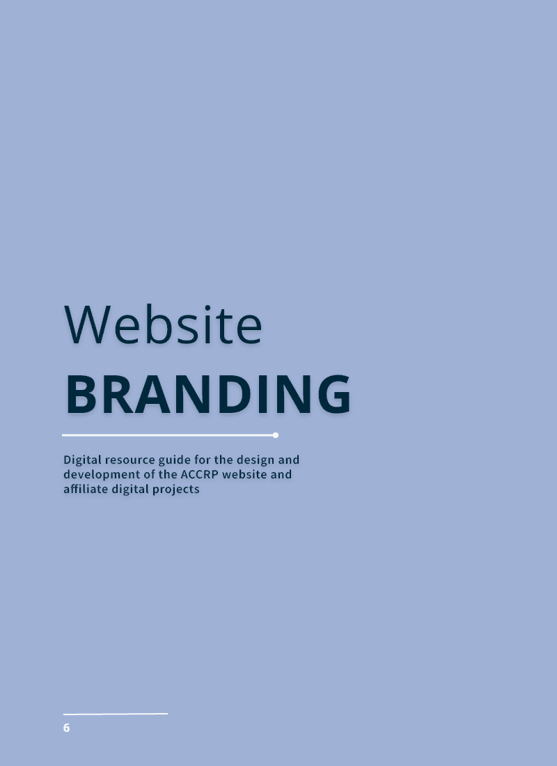 Image of the Website Branding page from the ACCRP Website Branding Style Guide